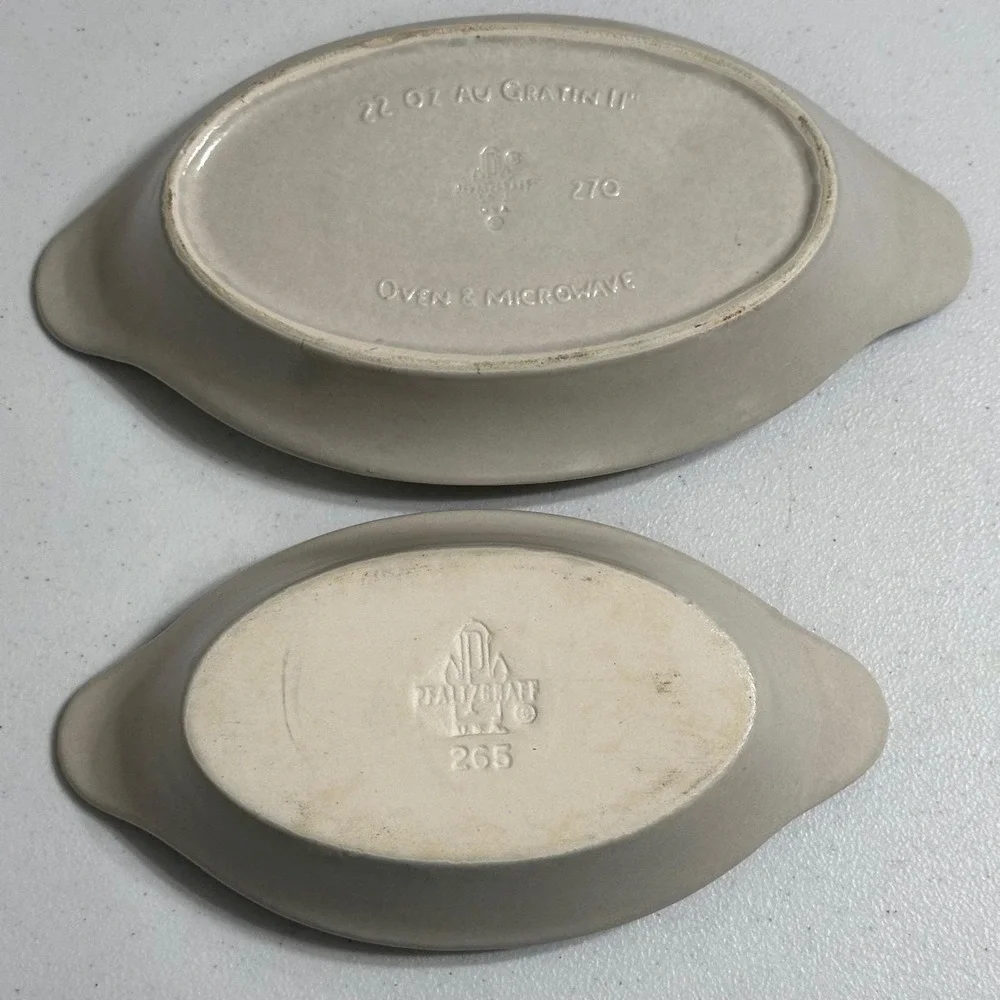 Pfaltzgraff Yorktowne VTG USA Au Gratin Baking Dishes Blue Floral Stoneware 2‎